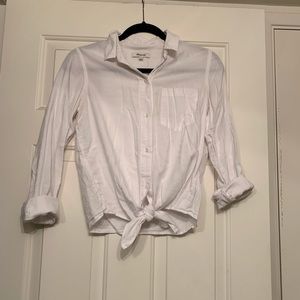 Madewell White Tie-Front Button Down